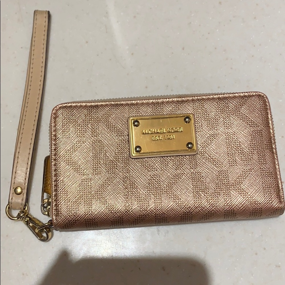 Rose Gold MK wristlet